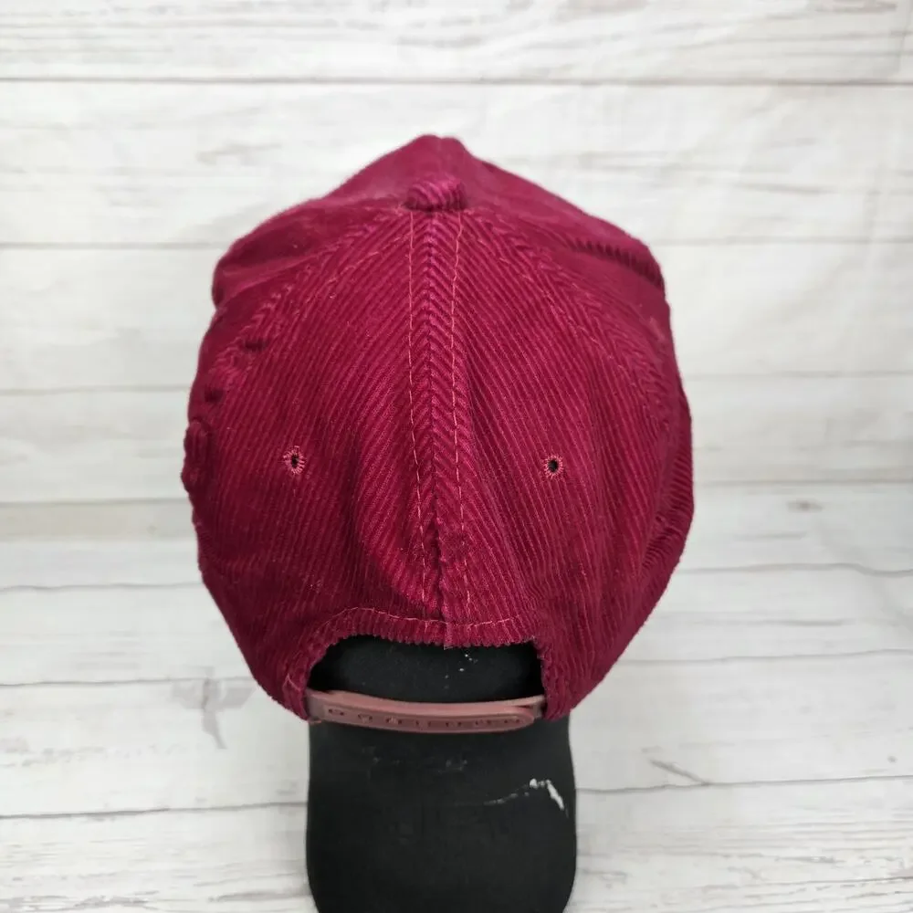 Vintage Maroon Corduroy Snapback Rope Hat Youngan Headwear "Talon" Script Spell - Picture 3 of 6